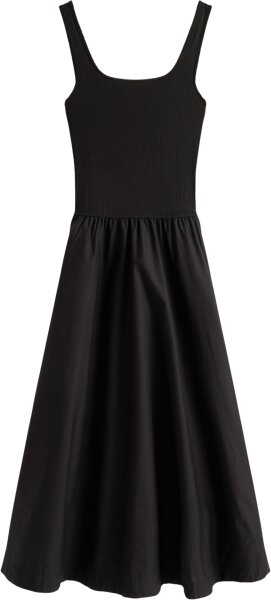 Tommy Hilfiger 5X2 Rib Midi Mix F&F Damen-A-Linienkleid, Größe M, Schwarz, WW0WW44612 BDS