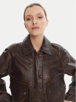 Weekend Max Mara Berbice Damen-Nappalederjacke, Größe 34, Dunkelbraun