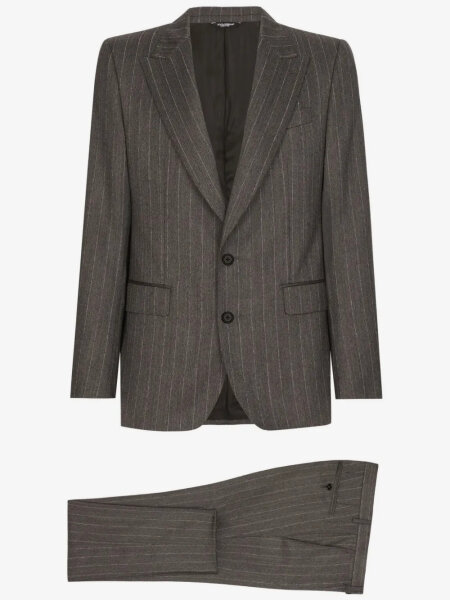 Dolce & Gabbana, GKLOMTFR21H, Herren-Nadelstreifenanzug, Sicilia, Größe 56, Grau