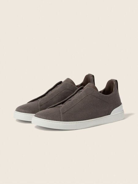 ZEGNA 4509331069 Low-Top-Sneaker Triple Stitch Fabric Dunkelbraun Herren EU 41