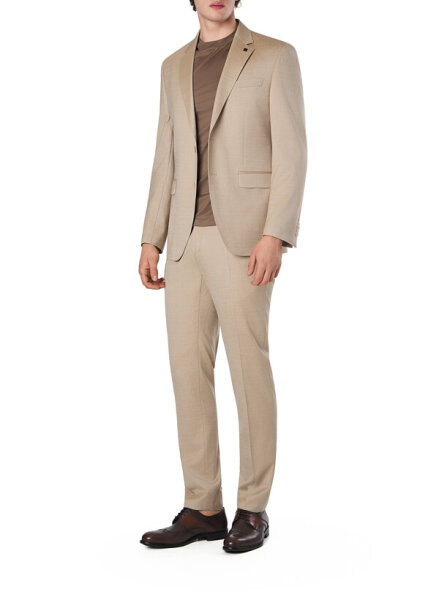 KARL LAGERFELD Clever-Road Sakko für Herren, Slim Fit, Größe 54, Beige meliert, Schurwolle-Viskose, 155200102601