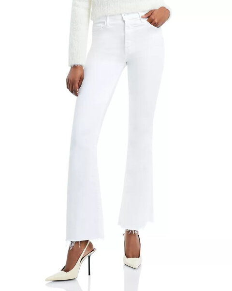 MOTHER 1535-753 The Weekender Fray Flared Jeans Womens 29 White Mid Rise