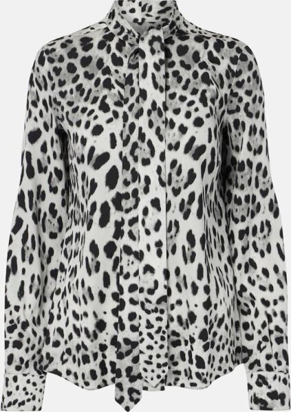 Dolce & Gabbana F5T19T Womens Silk Shirt Leopard Print Size 44