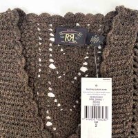 Ralph Lauren RRL, 282962053001, Häkel-Strickweste, Damen, Größe 2, Vintage-Braun, Baumwolle
