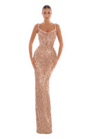 Albina Dyla Bronze Elegance Evening Dress, Womens Size...