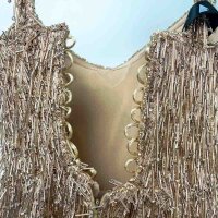 Albina Dyla Bronze Elegance Evening Dress, Womens Size 36, Cross Lacing Missing