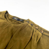 Ralph Lauren RRL Bennington Bluse für Damen, Größe 2, Braun, Ziegenveloursleder, 282962049001