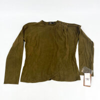 Ralph Lauren 282962049001 Bennington Blouse for Women, Size 4, Brown, Goatskin Suede