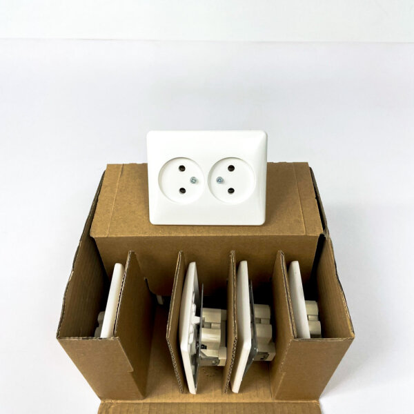 Honeywell H 80.1912.02 Export double socket, 2-pole, 10/16 A, 250 V, white, 00421321 (10 pieces)