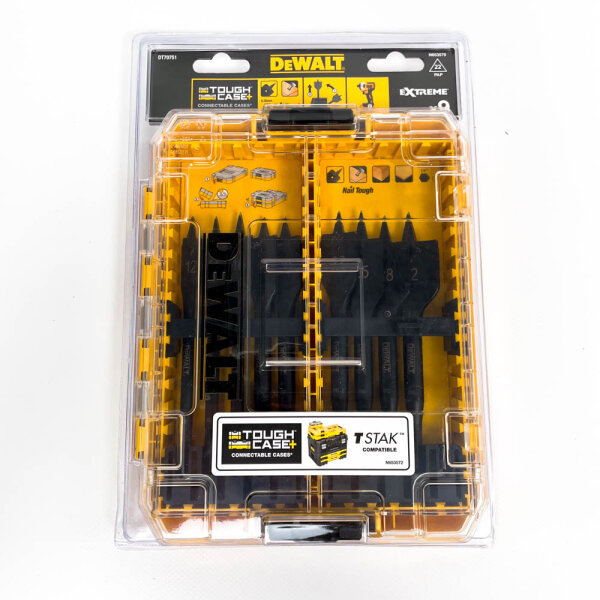 DEWALT DT70751-QZ EXTREME IMPACT Wood Milling Drill Bit Set, 9-piece, TOUGHCASE+