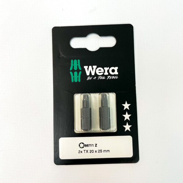 Wera 867/1 Z, Torx bits 2x, TX20, 25 mm, 10 pieces, 05073314001