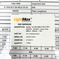 LightMax, PLC-Splitter, SC/APC, 900 µm, 1,0 m, SPT1X4SMSCASCA