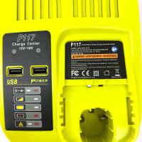 LabTEC RB18L50 18V 5Ah Ersatzakku für Ryobi, 2er-Pack mit Dual-Port-Ladegerät, USB-Ladegerät-Set für P107 P108 RB18L15 RB18L40