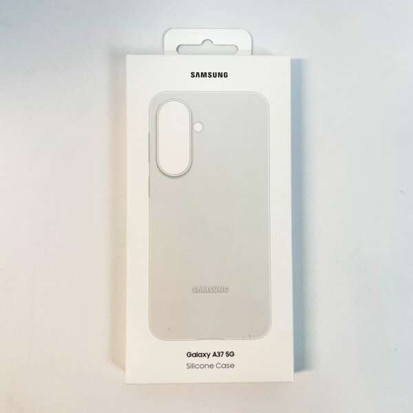 Samsung silicone case, Galaxy A37 5G, back cover, shockproof, thin, grippy, light grey, EF-PA376CJEGWW