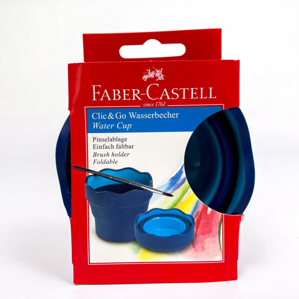 Faber-Castell Clic&Go Wasserbecher, Blau, faltbar, 181510