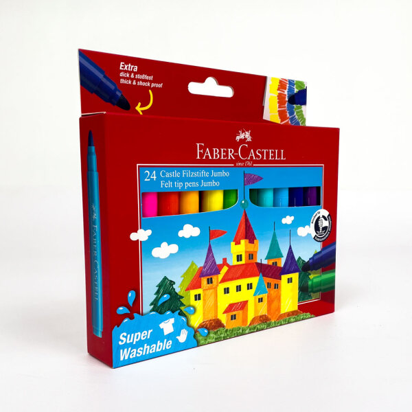Faber-Castell 154324 Jumbo Super Washable Filzstifte 24er Etui