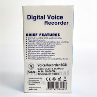 SiGN SN-DFON Dictation Machine, 8 GB, LCD, MP3, DC5V / 0.5A (Max), USB