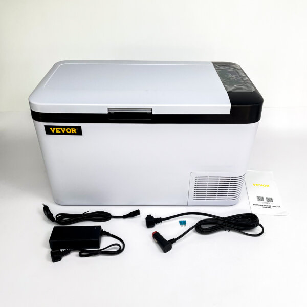 VEVOR K25, electric car cooler, 12/24 V DC, 25 L, compressor freezer, 60W mini fridge, white-black