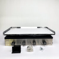 Bighorn SRGG41620, 4-burner gas griddle, 9.6 kW, 71 × 39.5 cm enamelled cast iron plate, integrated ignition, intuitive operation