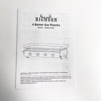 Bighorn SRGG41620, 4-burner gas griddle, 9.6 kW, 71 × 39.5 cm enamelled cast iron plate, integrated ignition, intuitive operation