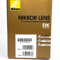 Nikon AF-S DX Micro NIKKOR 40 mm f/2,8G Objektiv, Schwarz, 2230490