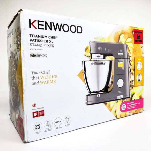 Kenwood Titanium Chef Patissier XL, KWL90.034SI, 7 l, rotary knob, LCD, stainless steel, metal, silver