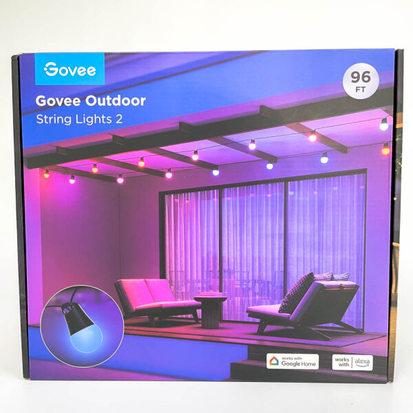 Govee H7038 Smart Outdoor String Lights 2.96 ft RGBIC, 30 LEDs, IP65, 47 Modes, Alexa/App