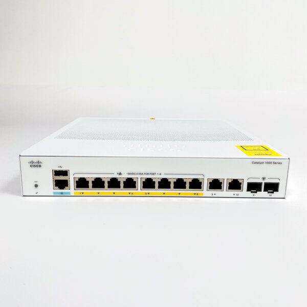 Cisco Catalyst 1000 C1000-8P-2G-L Managed L2 Gigabit PoE Switch, 8x RJ-45, 2x Gigabit Uplink