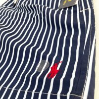 Polo Ralph Lauren 710743317007 Traveler Bengal-Stripe Swim Shorts, Size M, Mens, Navy Blue/White