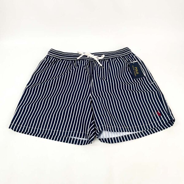Polo Ralph Lauren 710743317007 Traveler Bengal-Stripe Badeshorts, Größe L, Herren, Marineblau/Weiß