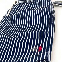 Polo Ralph Lauren 710743317007 Traveler Bengal-Stripe Badeshorts, Größe L, Herren, Marineblau/Weiß