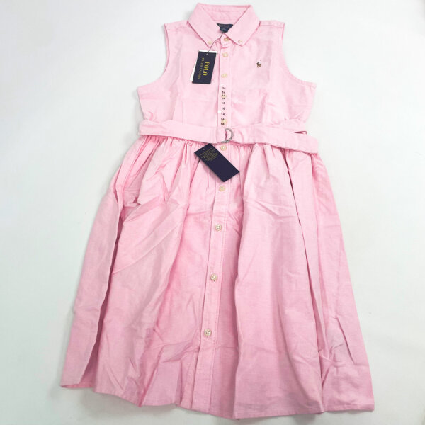 Polo Ralph Lauren 313934188002 Sleeveless Casual Dress Girls Oxford Bath Pink Size 14
