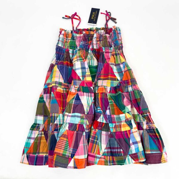Polo Ralph Lauren Smocked Patchwork Cotton Madras Dress, Girls, Size 10, Multicolor, 313935656001