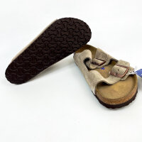 Birkenstock Arizona Weichbettung Pantolette, Veloursleder, Taupe, EU 43, 0951301