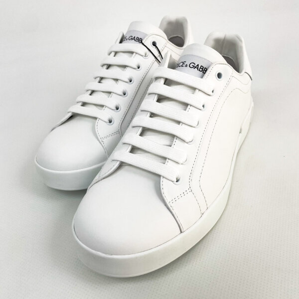 Dolce & Gabbana Sneakers Bassa Vitello Nappato, Mens, White, EU 43, CS1772A106580001