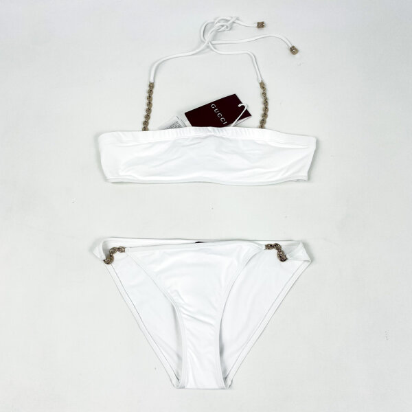 Gucci Bikini 819919 XHAKB 9000 in iridescent jersey, womens, size M, white