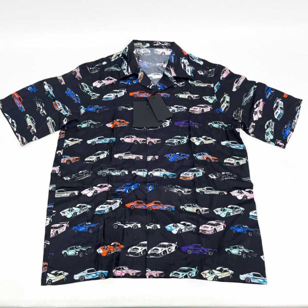 Philipp Plein Cars Racing Silk Bowling Shirt, Mens, Size L, SAEC-MRP2354-PTE028N