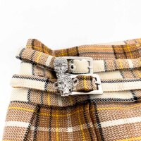 Philipp Plein SAEC-WRV0609-PTE004N Mini Skirt, Checked Pleated, Flame, Rose/Brown, Size XL, Womens