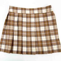 Philipp Plein SAEC-WRV0609-PTE004N Mini Skirt, Checked Pleated, Flame, Rose/Brown, Size XL, Womens