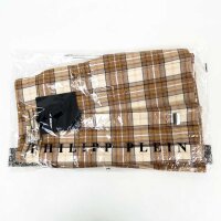 Philipp Plein SAEC-WRV0609-PTE004N Mini Skirt, Checked Pleated, Flame, Rose/Brown, Size XL, Womens