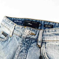Philipp Plein SAEC-WDT2752-PDE004N Denim Skater Fit Jeans Flame Womens Size 24