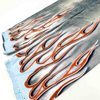 Philipp Plein SAEC-WDT2752-PDE004N Denim Skater Fit Jeans Flame Womens Size 24