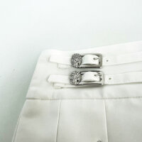 Philipp Plein Rhinestone Skull Pleated Mini Skirt, Size M, Women, White, SAEC-WRV0608-PTE012N