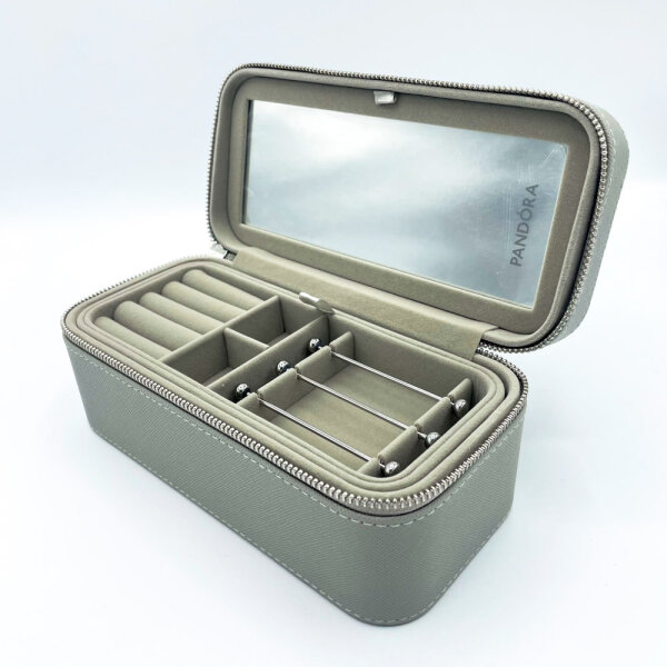 Pandora Kleine Schmuckbox,Textil, Grau, 20 x 8.5 x 10.1 cm, A012