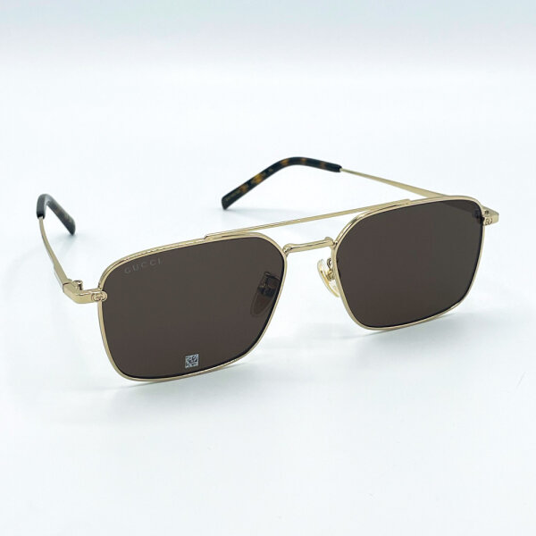 GUCCI GG1957SA 002 Sonnenbrille, Glas 58 mm, Steg 17 mm, Bügel 145 mm, Herren, Gold/Braun