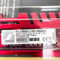 G.Skill Ripjaws X, F3-12800CL10D-16GBXL, RAM Arbeitsspeicher, 16 GB (2×8 GB), DDR3-1600, CL10, Rot