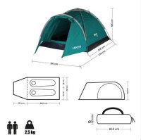 NILS CAMP, NC6010, Group Tent Camping Tent 2-Person Trekking Tent, 2 Persons, Value Set, 1-piece, Waterproof 3000mm, Mosquito net in sleeping area improves air circulation