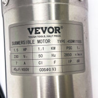 VEVOR 4SDM8/9, Tiefbrunnenpumpe, 1,1 kW, 1100W 230V 190L/min 57m 1.5HP