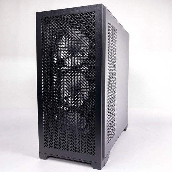VOLCANO EXPANSE T APEX ARGB PC Case, Black, Midi Tower, ATX, Mesh Front, Tempered Glass Side Panel, 4x ARGB Fans
