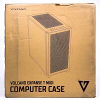 VOLCANO EXPANSE T APEX ARGB PC Case, Black, Midi Tower, ATX, Mesh Front, Tempered Glass Side Panel, 4x ARGB Fans